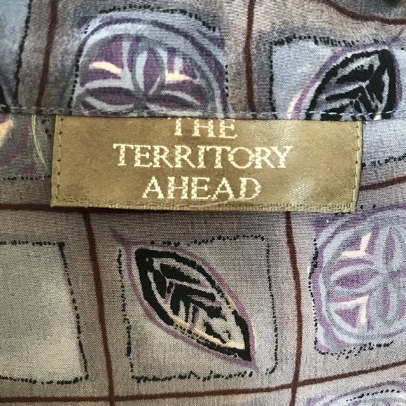 Territory Ahead Maxi dress Silk Shades of blue, grey & black Button SS Tie NWOT - Picture 5 of 7